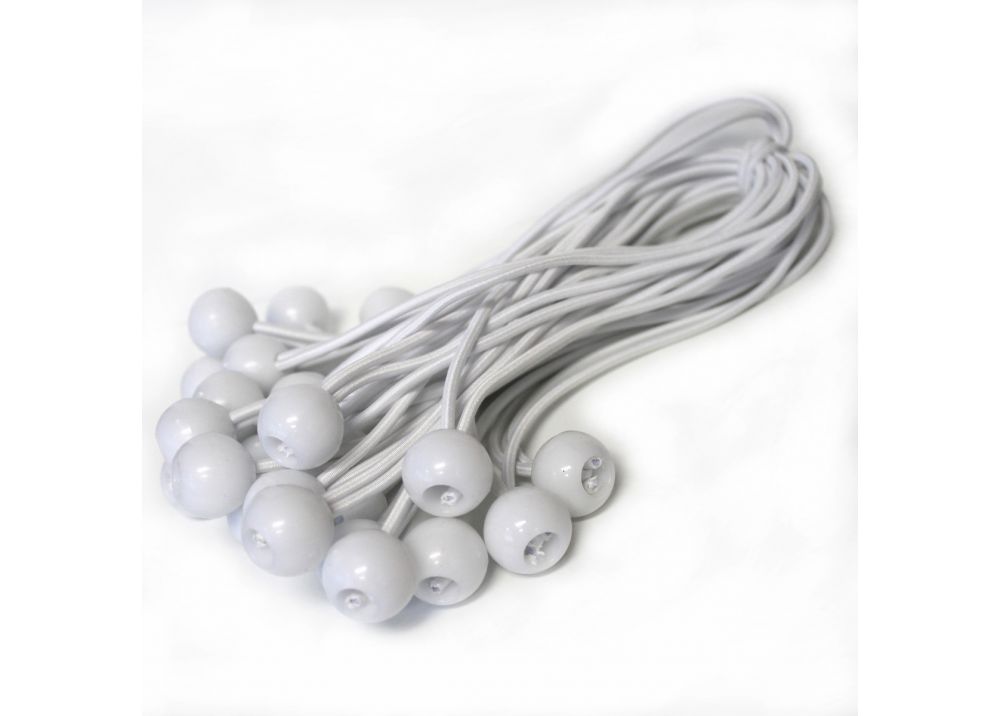 4“-8” White Ball Bungee Loop Cord Tie Down Strap Wire Fix Canopy Tarp Tent Strap 